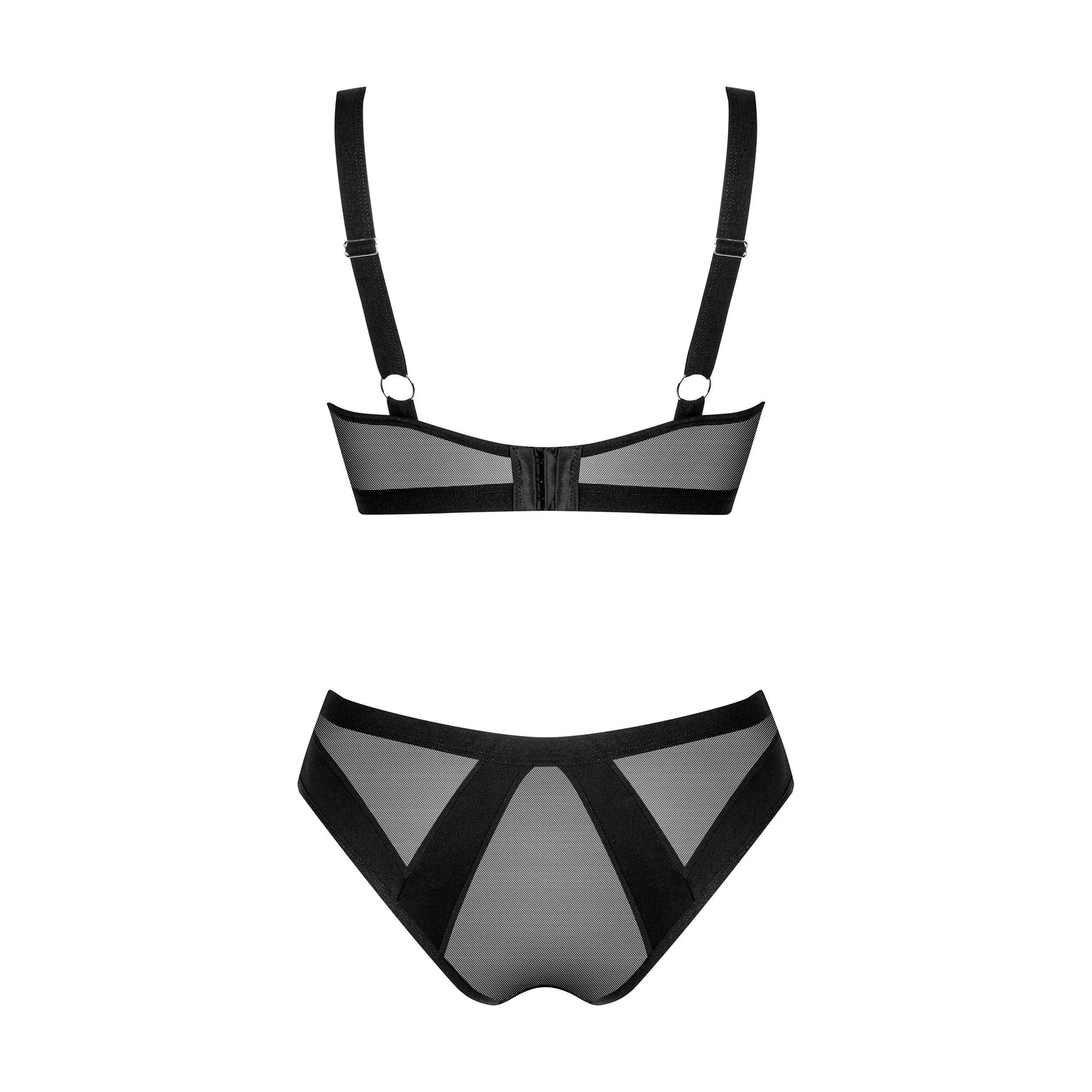 Ensemble lingerie noir Chic Amoria, soutien-gorge et culotte, design élégant et confortable, armatures subtiles.