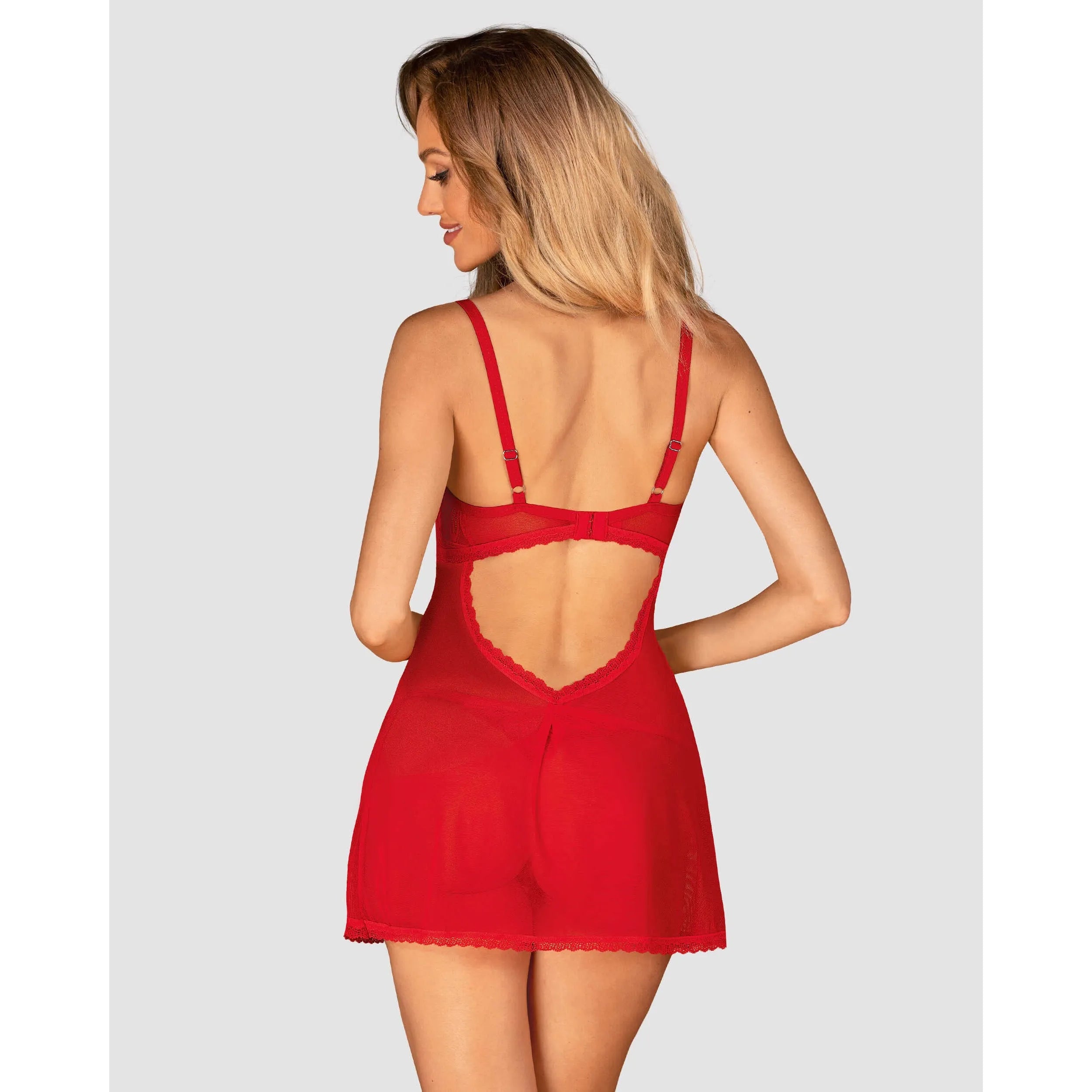 Chilisa babydoll rouge dentelle réglable confort pendentif c?ur séduisant