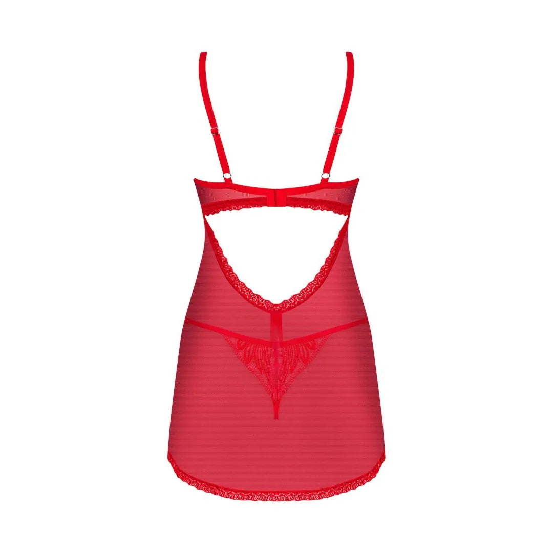 Chilisa babydoll rouge dentelle réglable confort pendentif c?ur séduisant