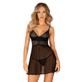 Nuisette string noirs transparents dentelle laçage réglable soutien-gorge rembourré