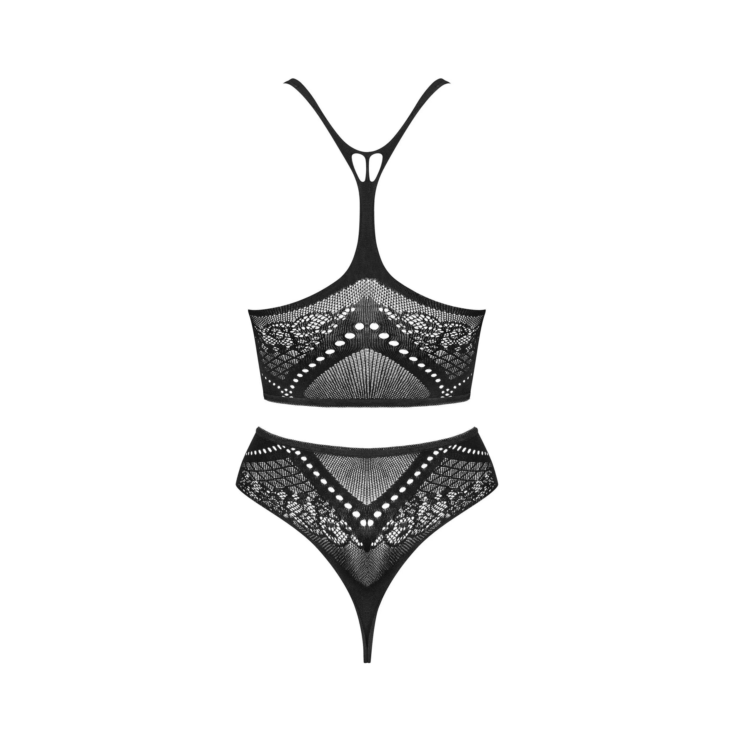 Ensemble lingerie dentelle noire sexy K103 coupe ouverte ajustement parfait