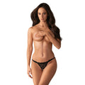 String dentelle ouvert noir Obsessive noeuds satin lingerie sexy