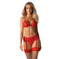 Ensemble lingerie rouge Saint-Valentin dentelle maille bijoux charme sexy femme