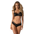 Ensemble lingerie dentelle fine noire avec soutien-gorge armatures ajustable