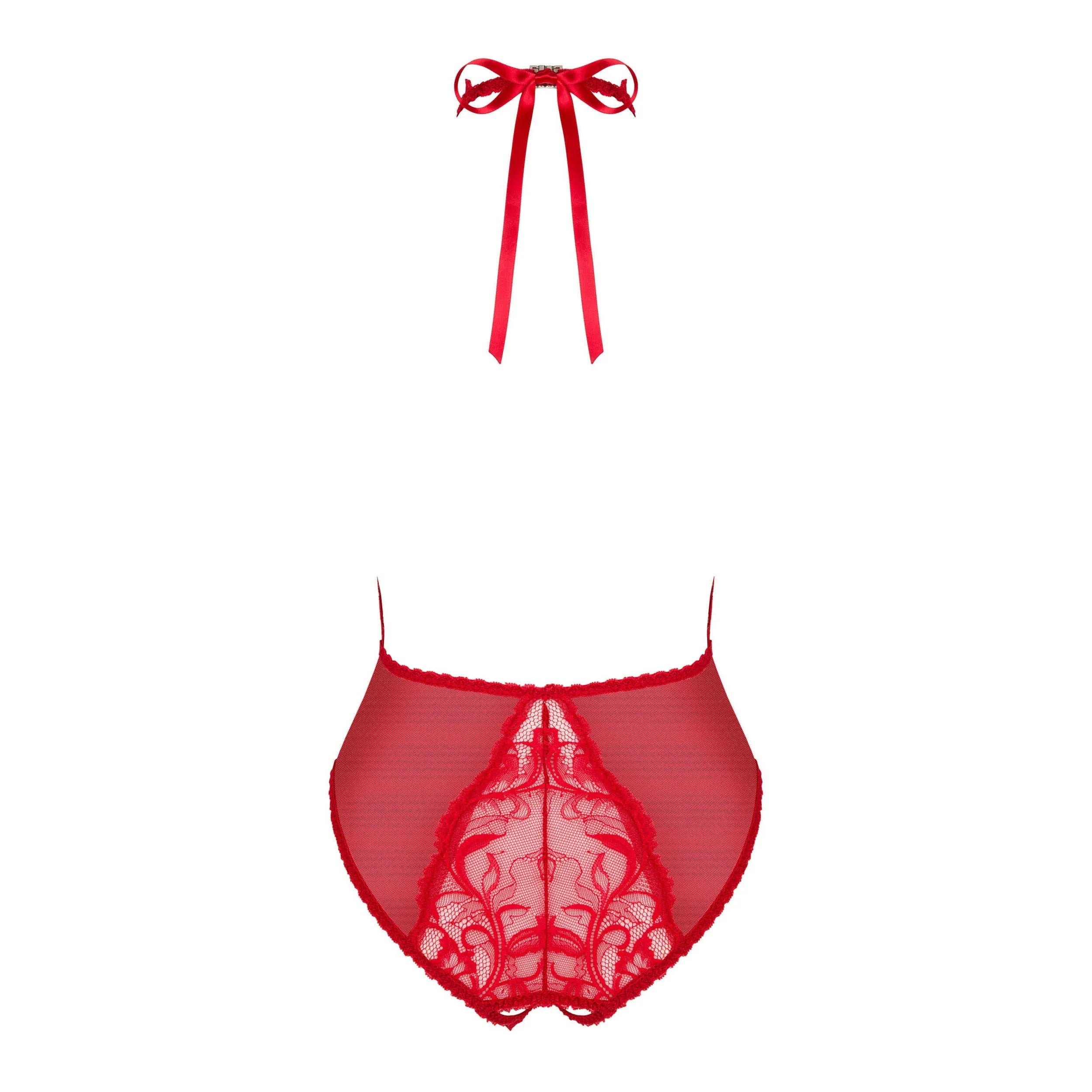 Body rouge en dentelle chic, entrejambe ouvert, design élégant, idéal pour moments intimes, féminité sublimée.