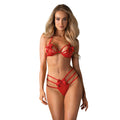 Giftella Ensemble lingerie rouge glamour ultra sexy avec soutien-gorge dos nu