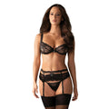 Heartina Ensemble 3 pcs Noir dentelle sensuelle ajustable charme féminin sexy