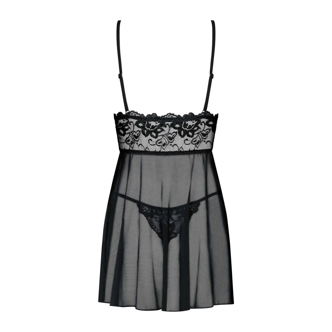 Imperia Babydoll Noir Dentelle Sexy Bretelles Réglables String Inclus
