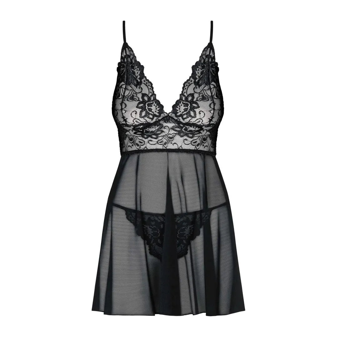 Imperia Babydoll Noir Dentelle Sexy Bretelles Réglables String Inclus