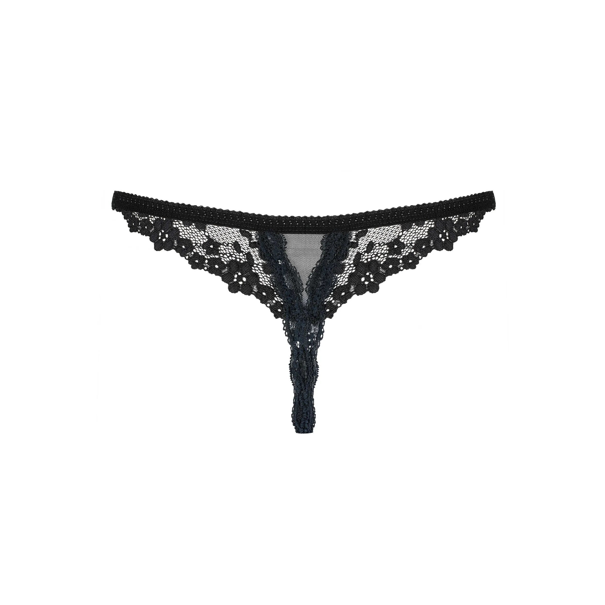 String ouvert noir dentelle sensuelle galbe fesses tissu élastique