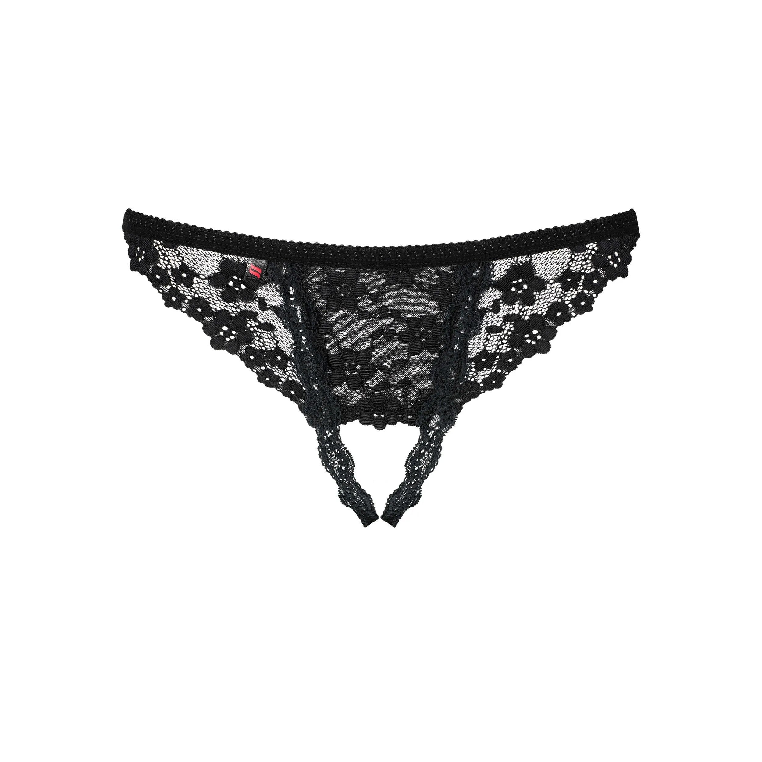 String ouvert noir dentelle sensuelle galbe fesses tissu élastique