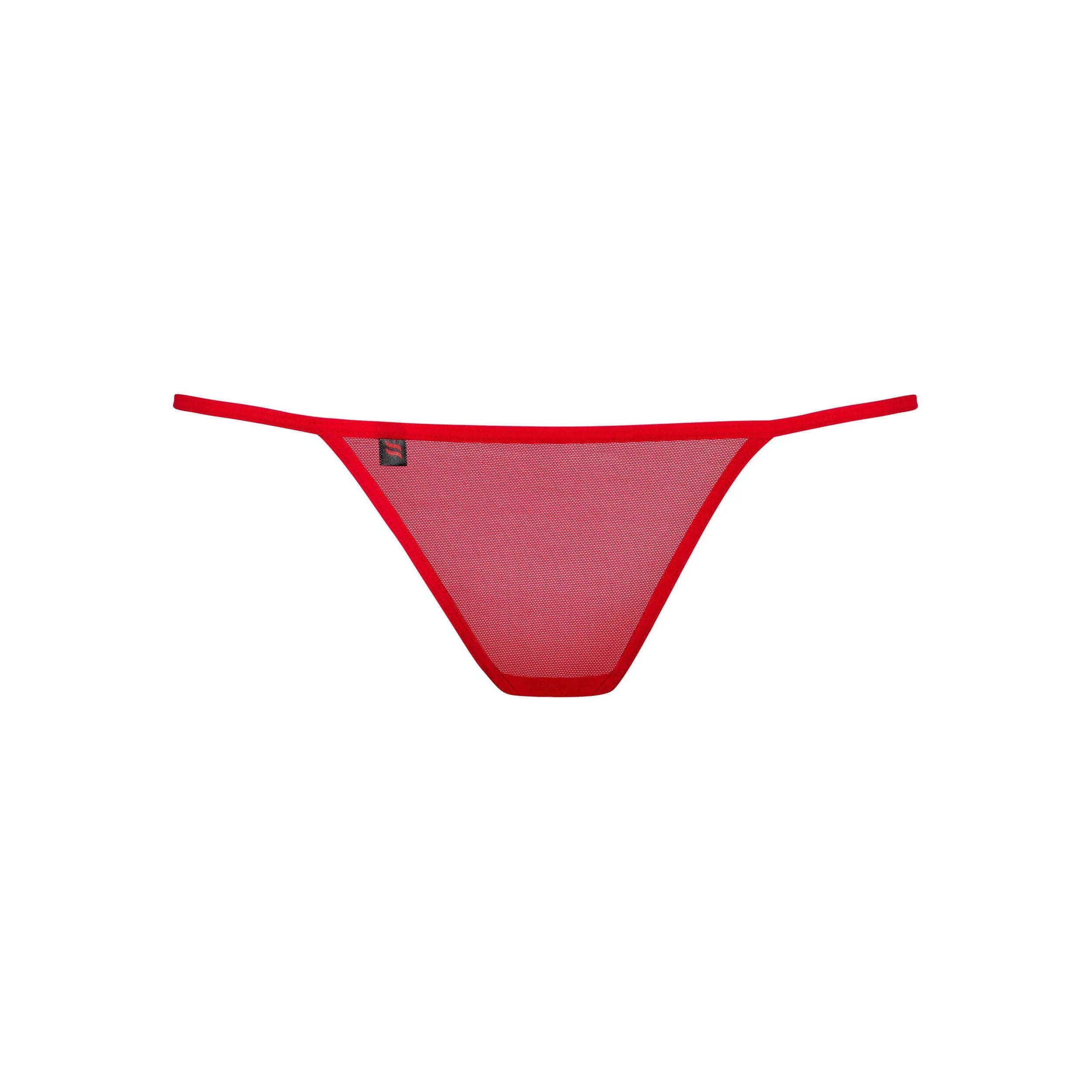 String rouge élastique broderie fleur confortable élégant fesses