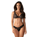Luvae Ensemble lingerie noir dentelle soutien-gorge armatures perle ajustable