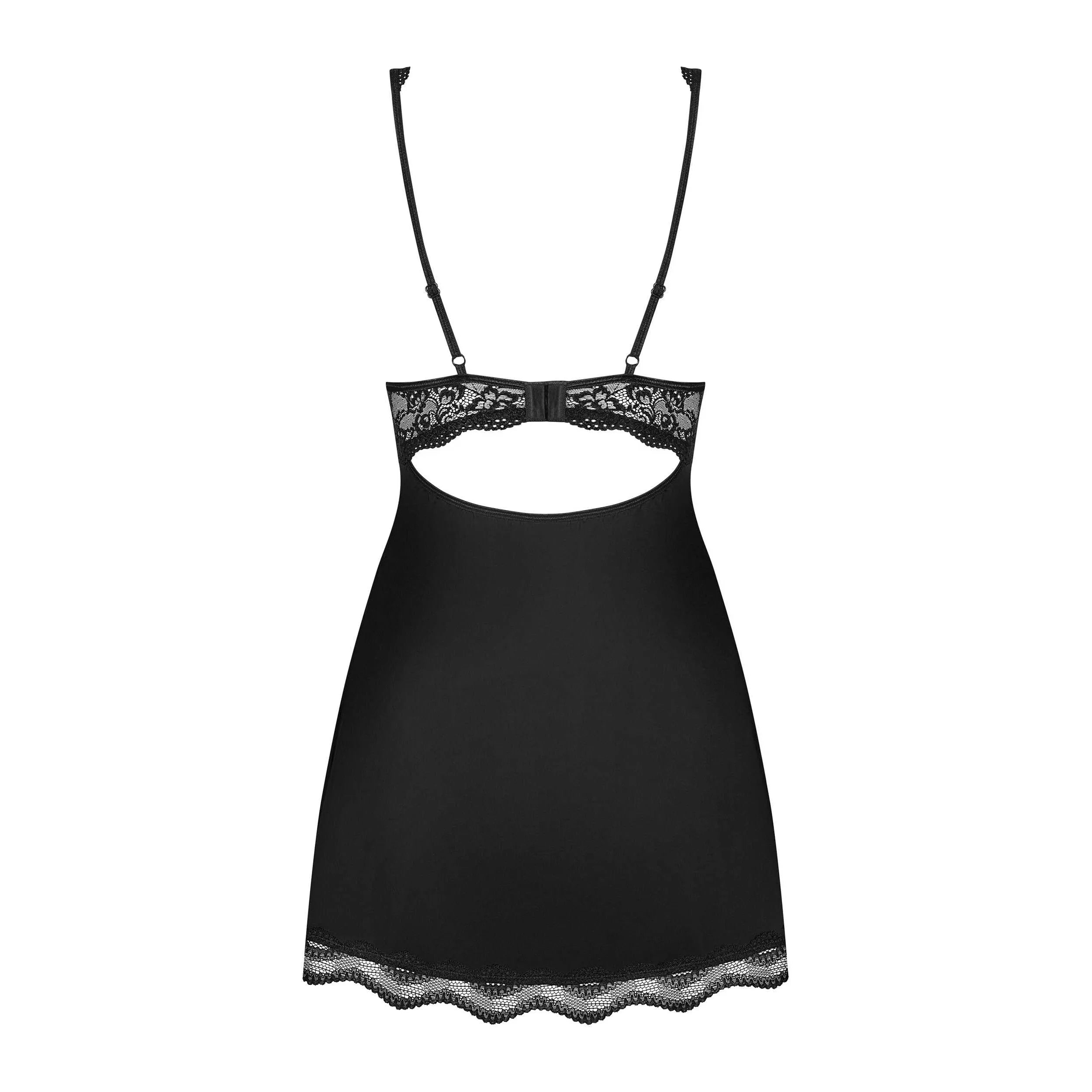 Luvae Babydoll Noir Bijou Raffiné Bretelles Réglables Confort Multistretch
