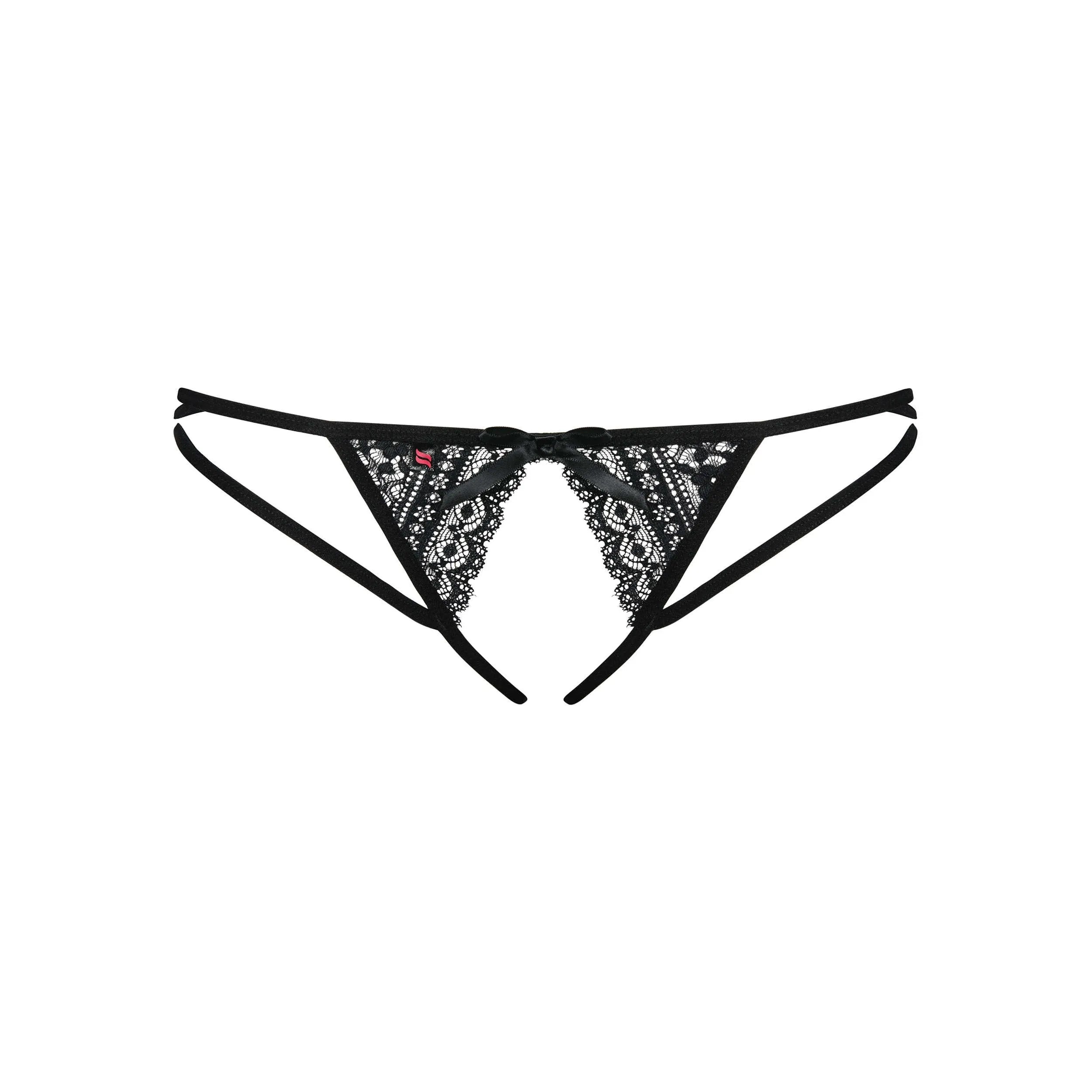 string ouvert noir dentelle sexy Obsessive Picantina satin noeud lingerie