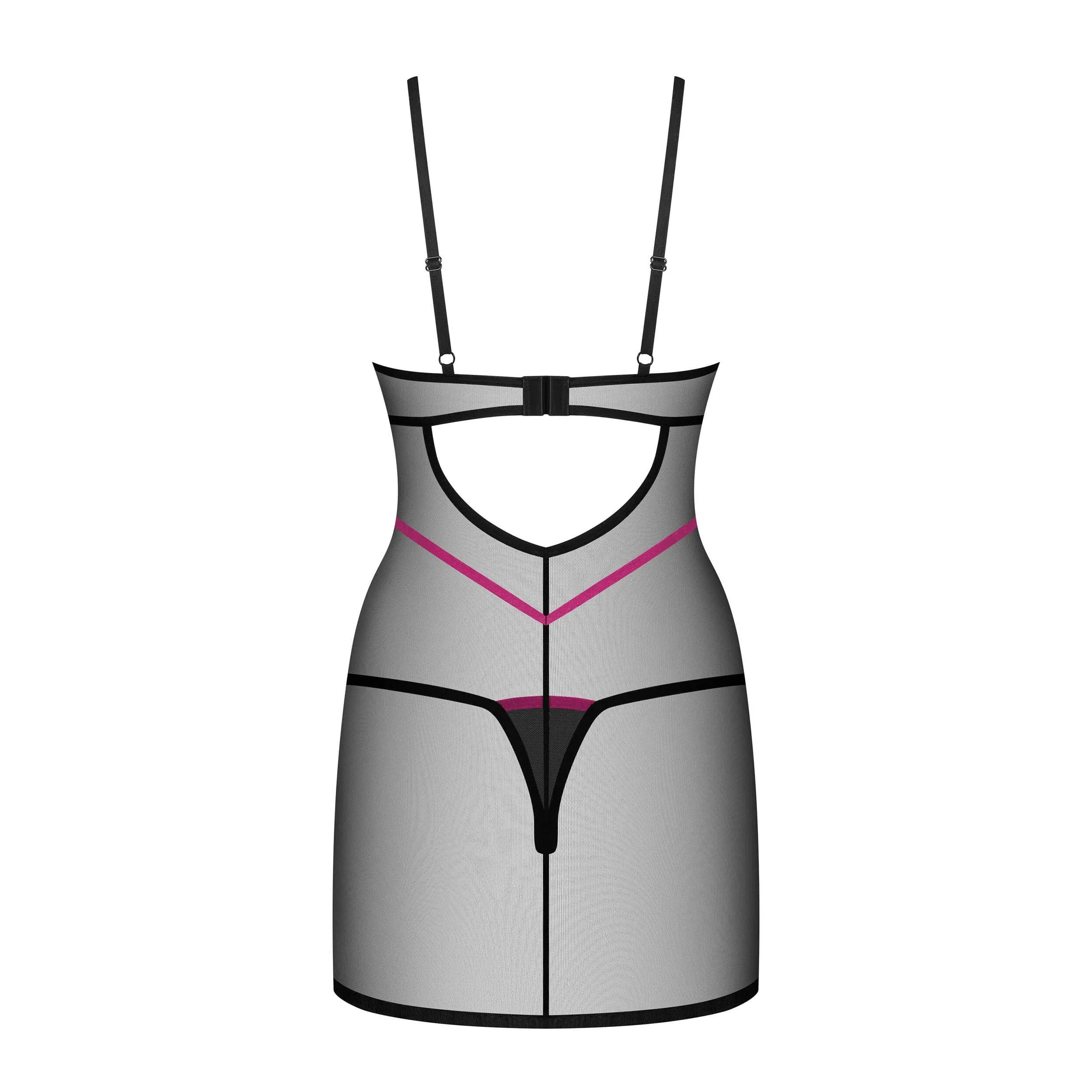 Novenes nuisette string noir armatures tissu transparent zircons bretelles réglables