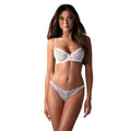 Ensemble lingerie blanche dentelle géométrique string soutien-gorge armature