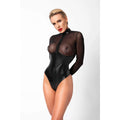 Body moulant transparent tulle avec anneaux métalliques moments intimes