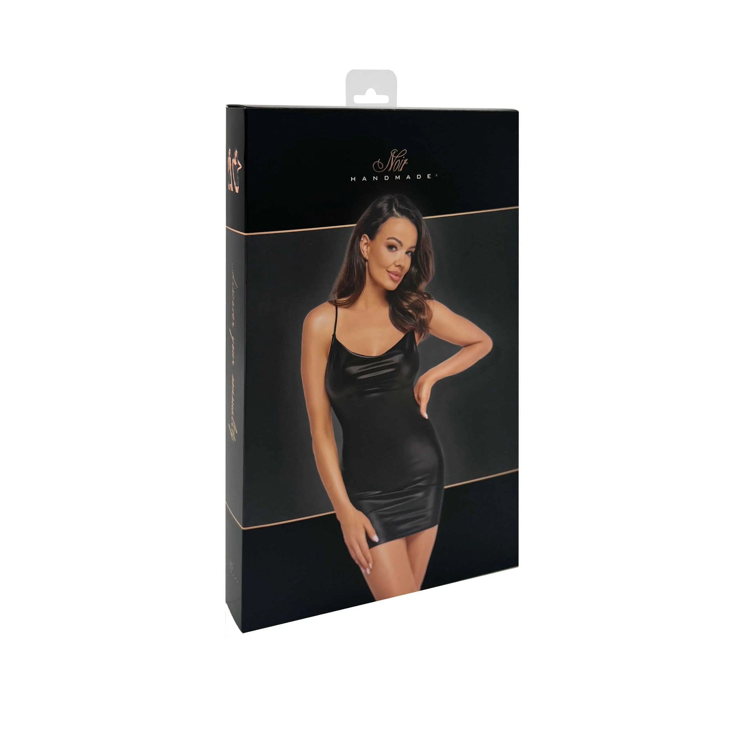 Mini robe wetlook chaîne strass amovible glamour événement soirée sophistiquée