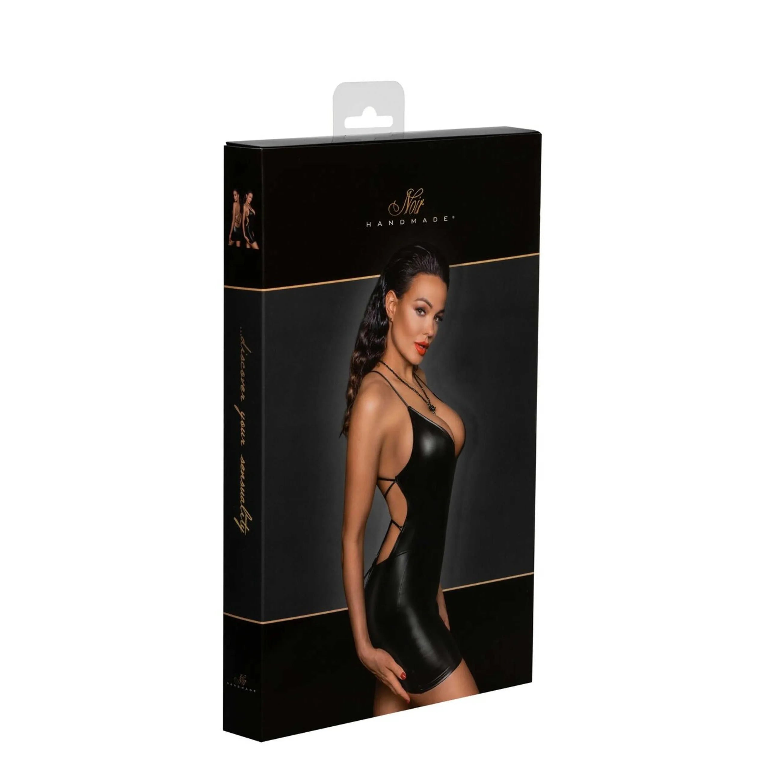 Mini robe dos nu Powerwetlook élastique laçage sensuelle décolleté profond