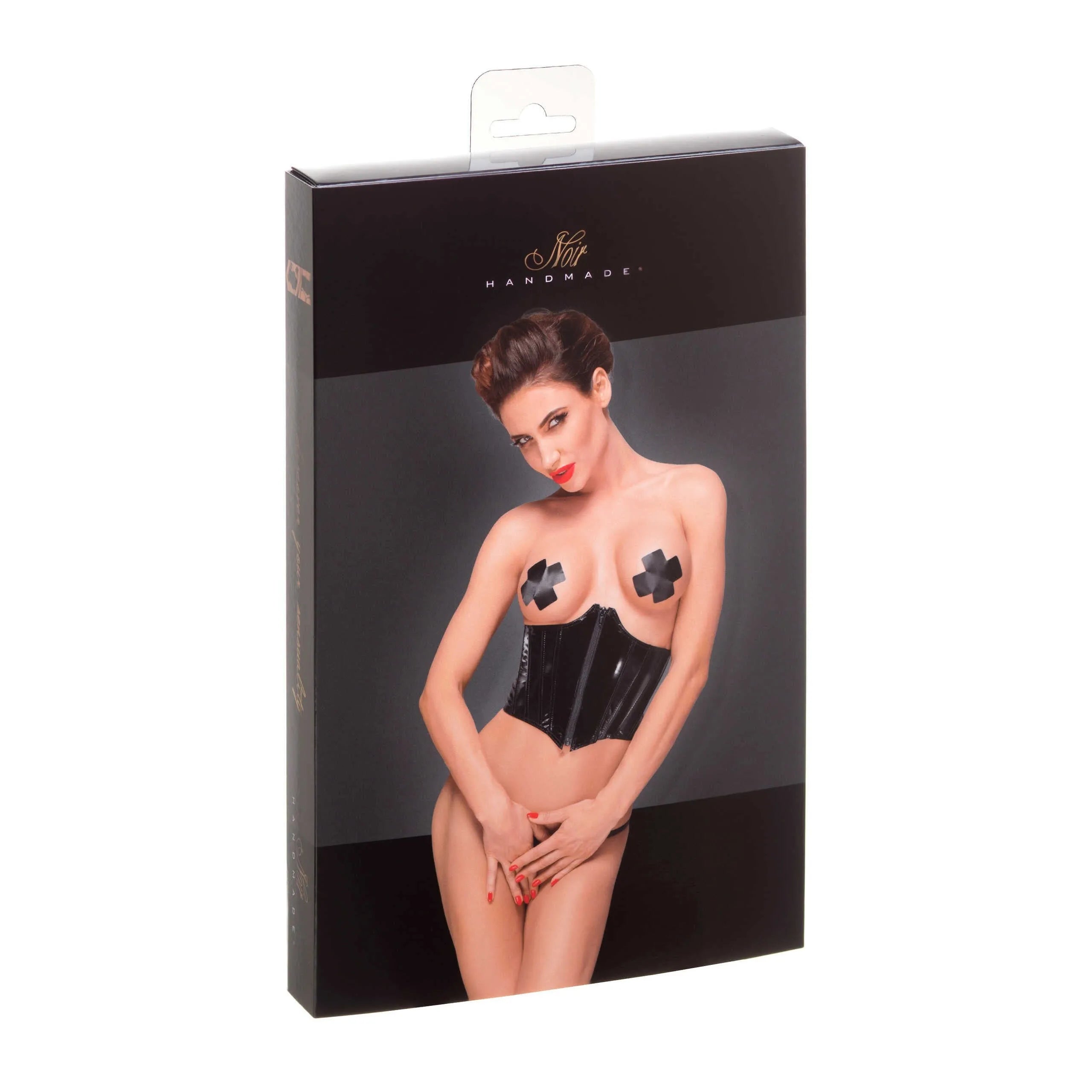 Corset PVC noir laçage réglable dos sans buste ajustement parfait