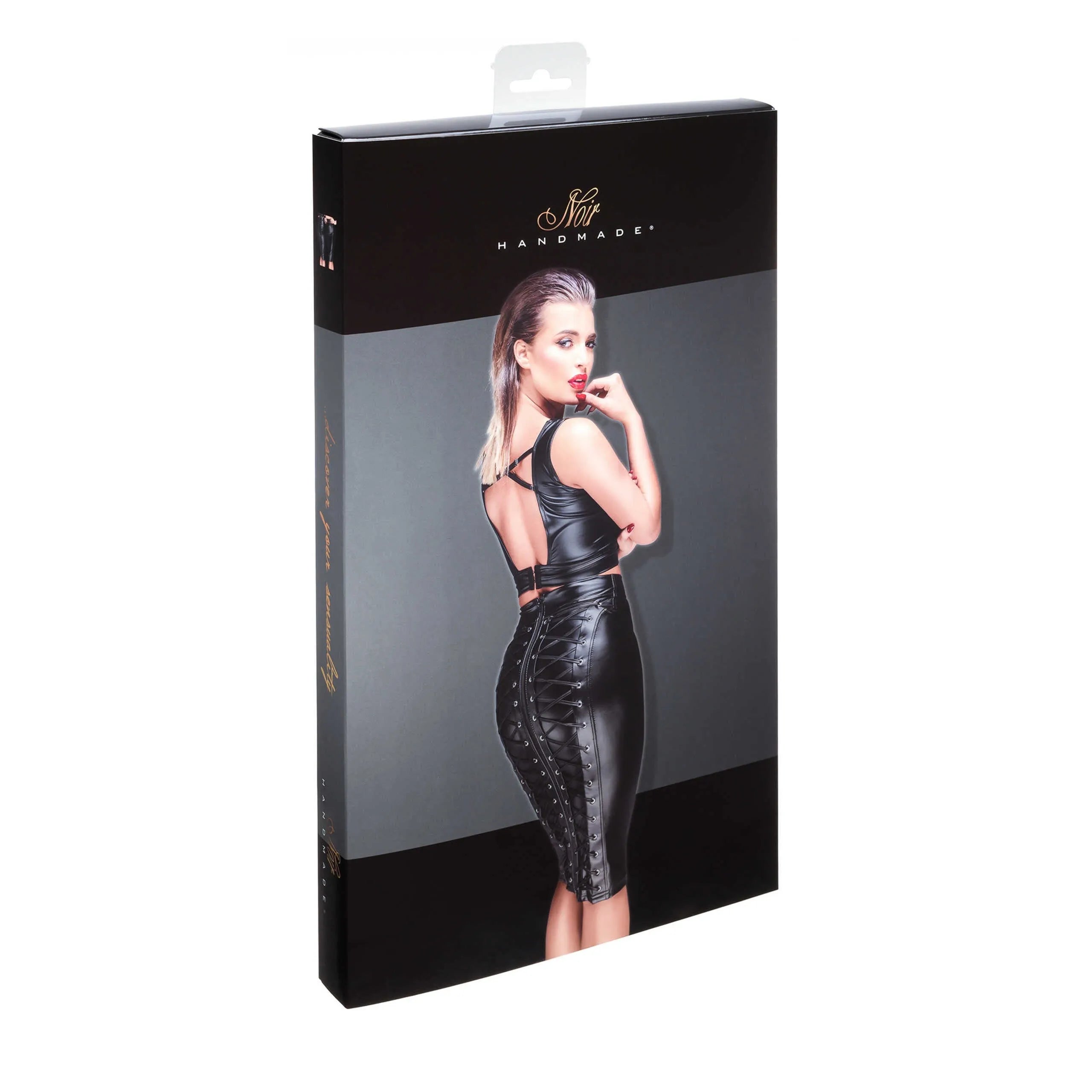 Jupe crayon Powerwetlook élastique fermeture éclair laçage ajustée