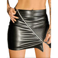Minijupe sexy faux cuir écologique fermeture éclair argentée double sens