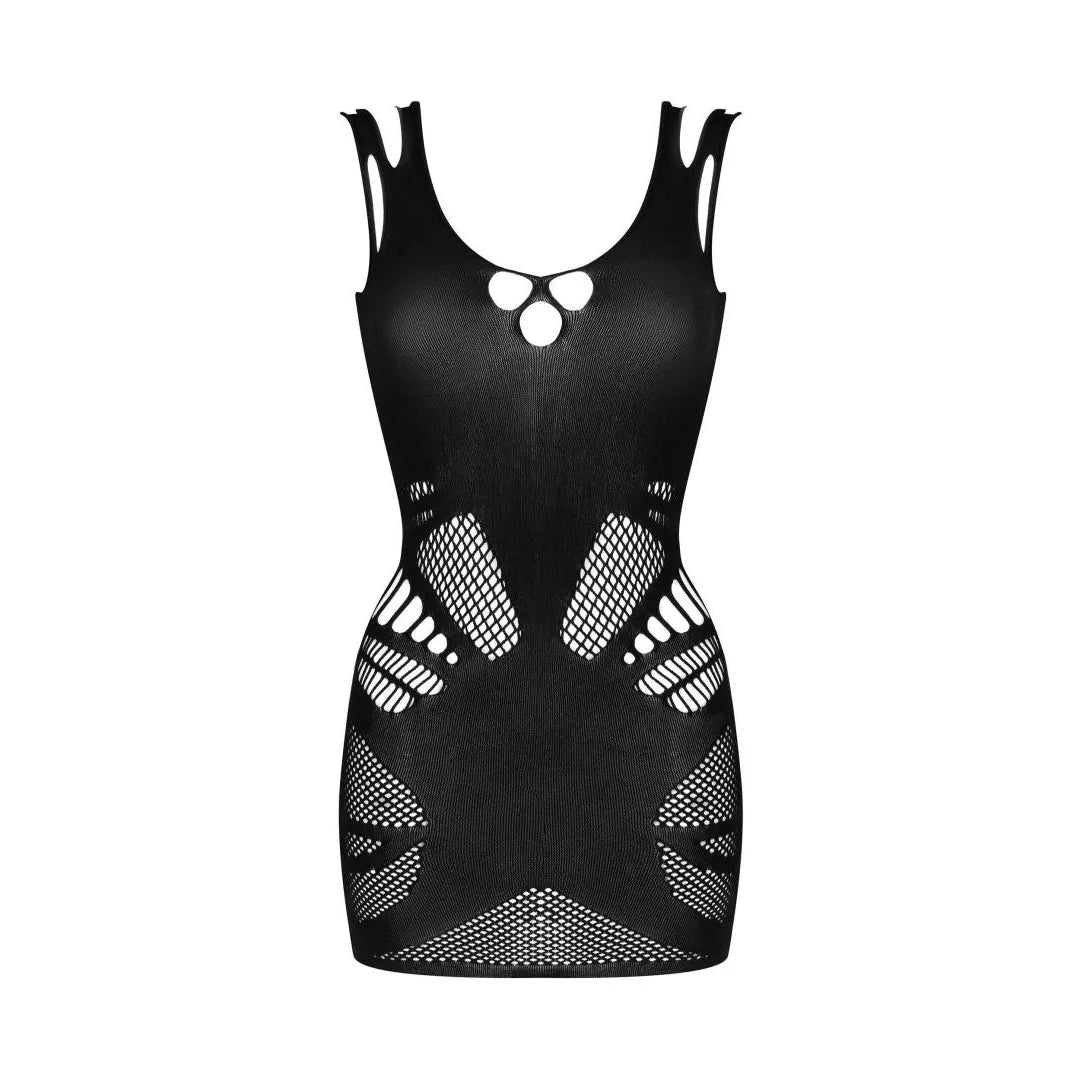 Robe noire transparente Love Rave été double bandoulière tissu souple élégante