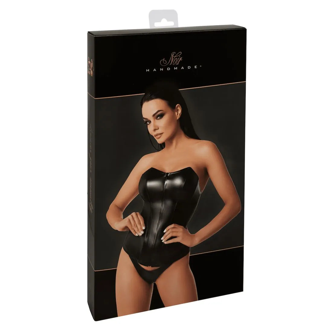Corset mysteria noir Power Wetlook élastique fermeture éclair couture décorative