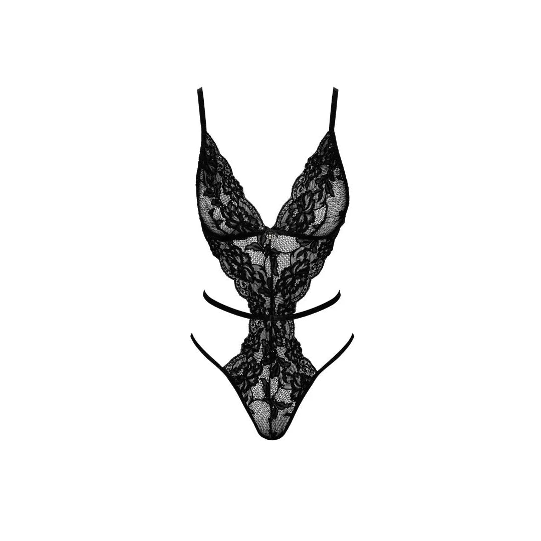 Body dentelle noire ouvert sexy, design élégant, pour occasions spéciales, met en valeur la silhouette féminine.