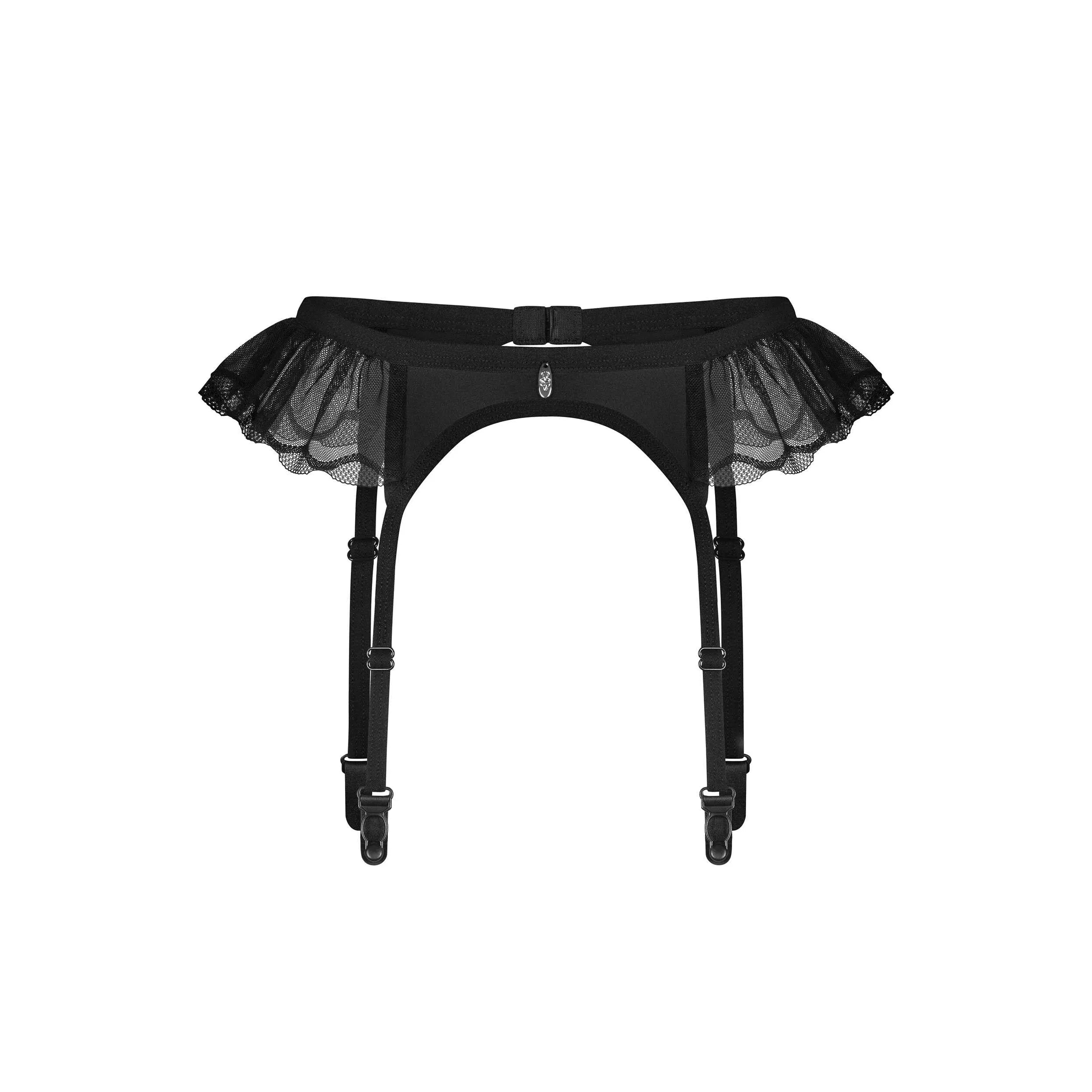 Porte-jarretelles noir transparent tulle élastique clips réglables Stelisa