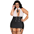 Costume femme d'affaires grande taille nuisette cravate porte-jarretelles