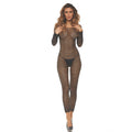 Bodystocking résille noir ouvert entrejambe nylon sexy lingerie femme