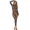 Bodystocking résille noire dos nu nylon spandex fantaisie sexy
