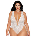 Ensemble 2 pièces grande taille bodystring dentelle blanc chainette perles cœur