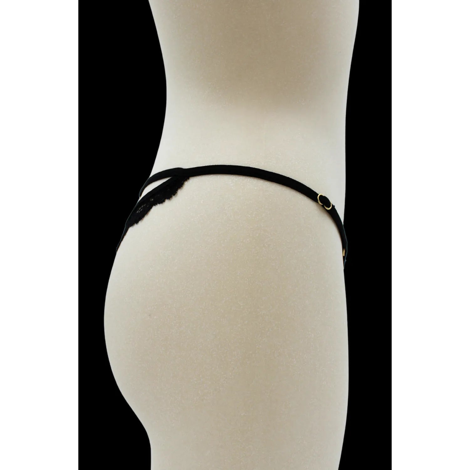 String noir dentelle ajustable bijou cœur doré sexy féminin S XXL
