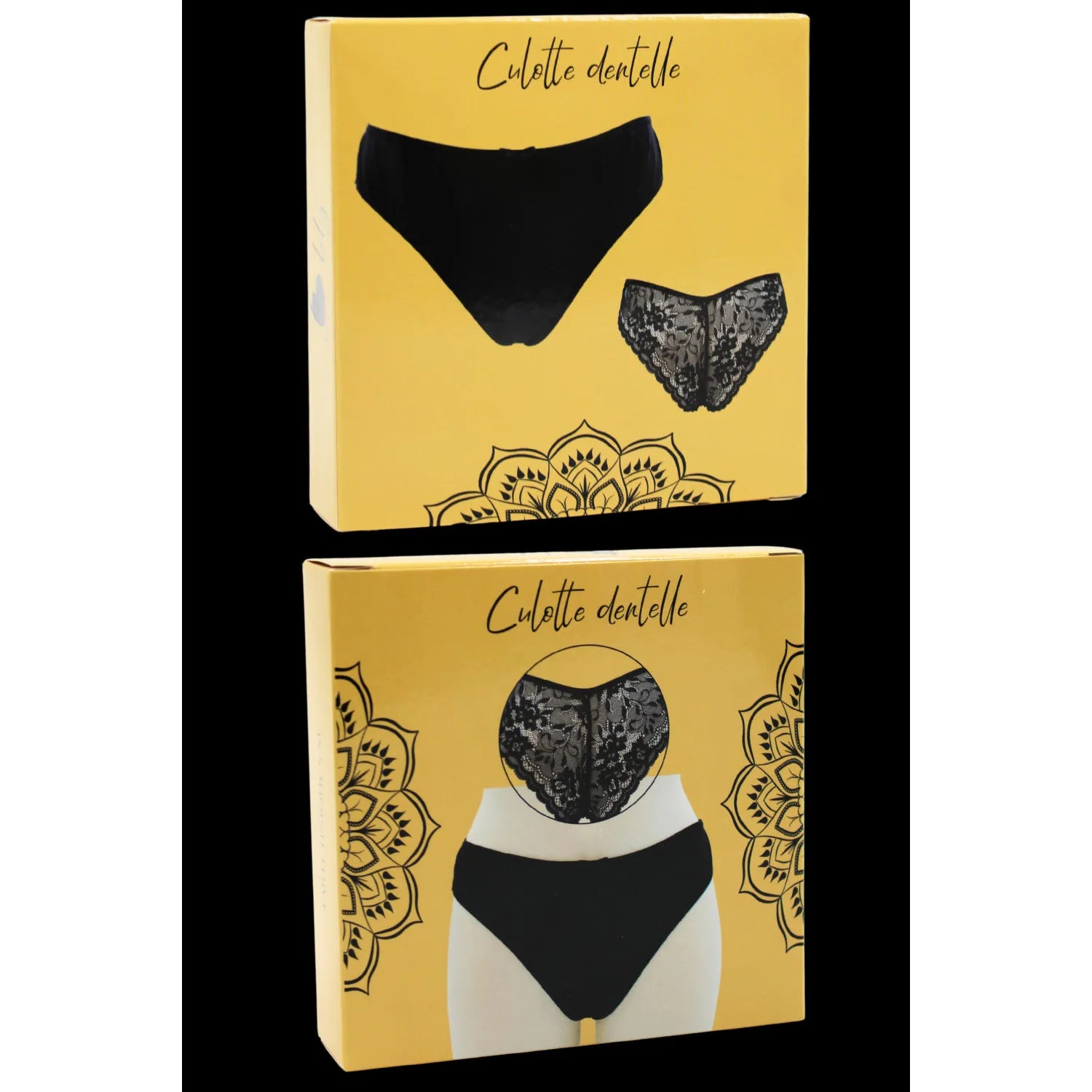 Culotte dentelle noire élégante nœud satin confortable féminine tailles S-XL