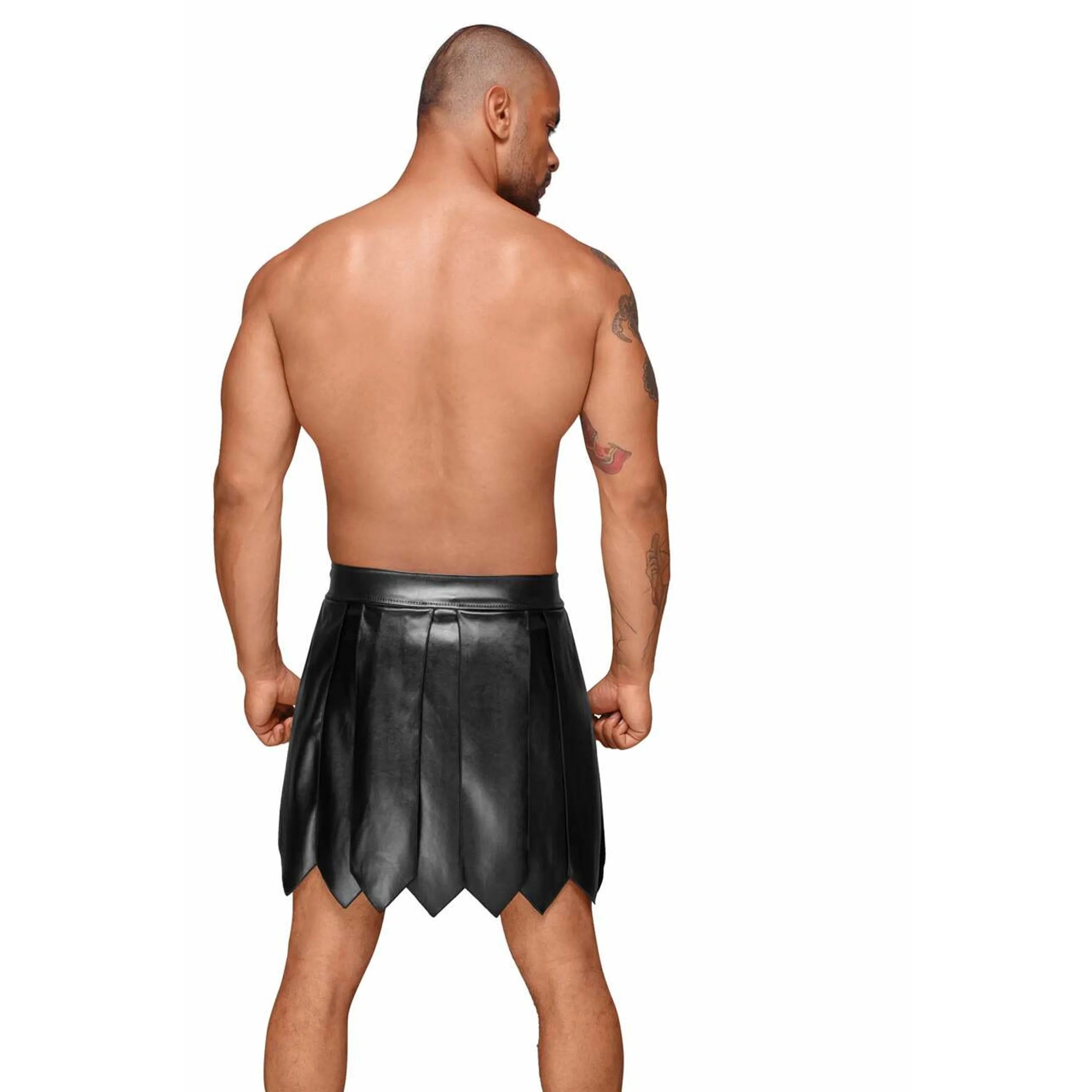 H053 Jupe gladiateur pour homme en cuir écologique avec plis en PVC