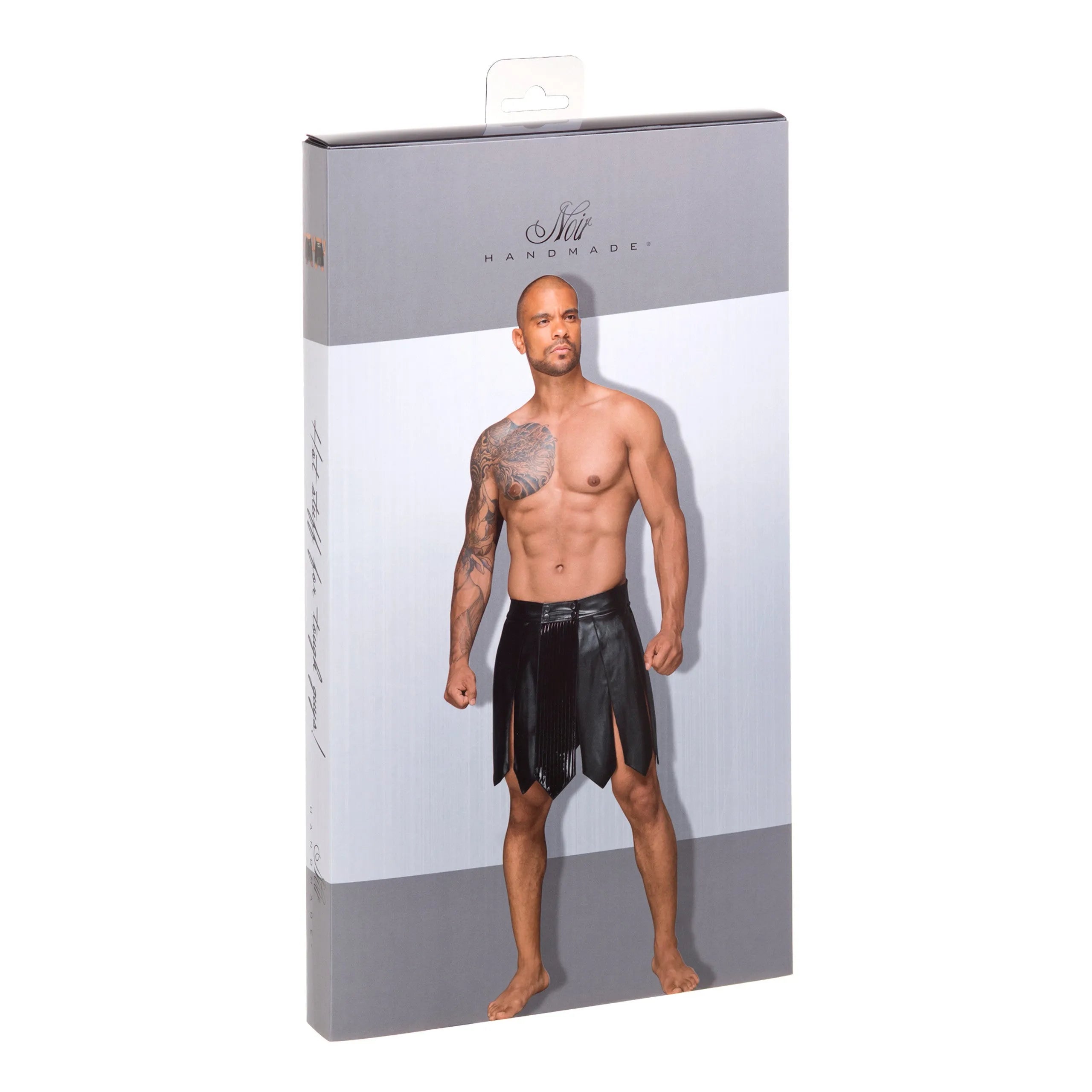 H053 Jupe gladiateur pour homme en cuir écologique avec plis en PVC