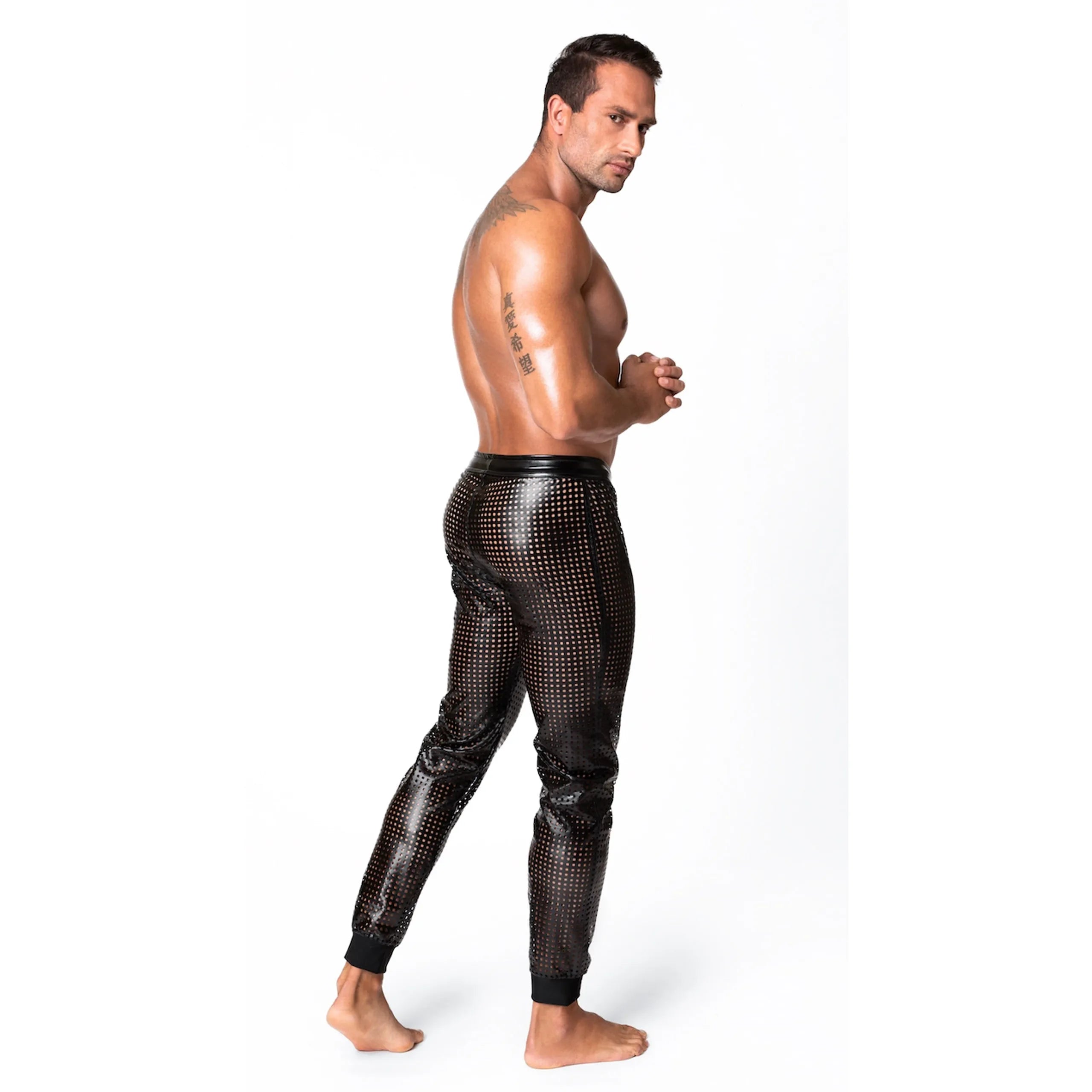Pantalon long Mayhem wetlook perforé laçage élastique élégance audacieuse