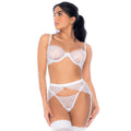 Ensemble lingerie 3 pièces dentelle blanche soutien-gorge armatures ajustable