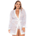 Peignoir grande taille dentelle blanche transparent élégant mariée romantique