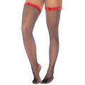 Bas résille noire autofixants jarretières rouges nœud lingerie glamour