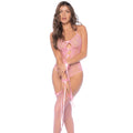 Body résille rose coquin noeuds satinés menottes volants ajouré séduisant élégant