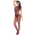 Combinaison résille cerise motifs floraux dos échancré entrejambe ouvert ajustement parfait