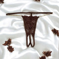 String dentelle marron ajustable chaînes dorées sexy minimaliste glamour