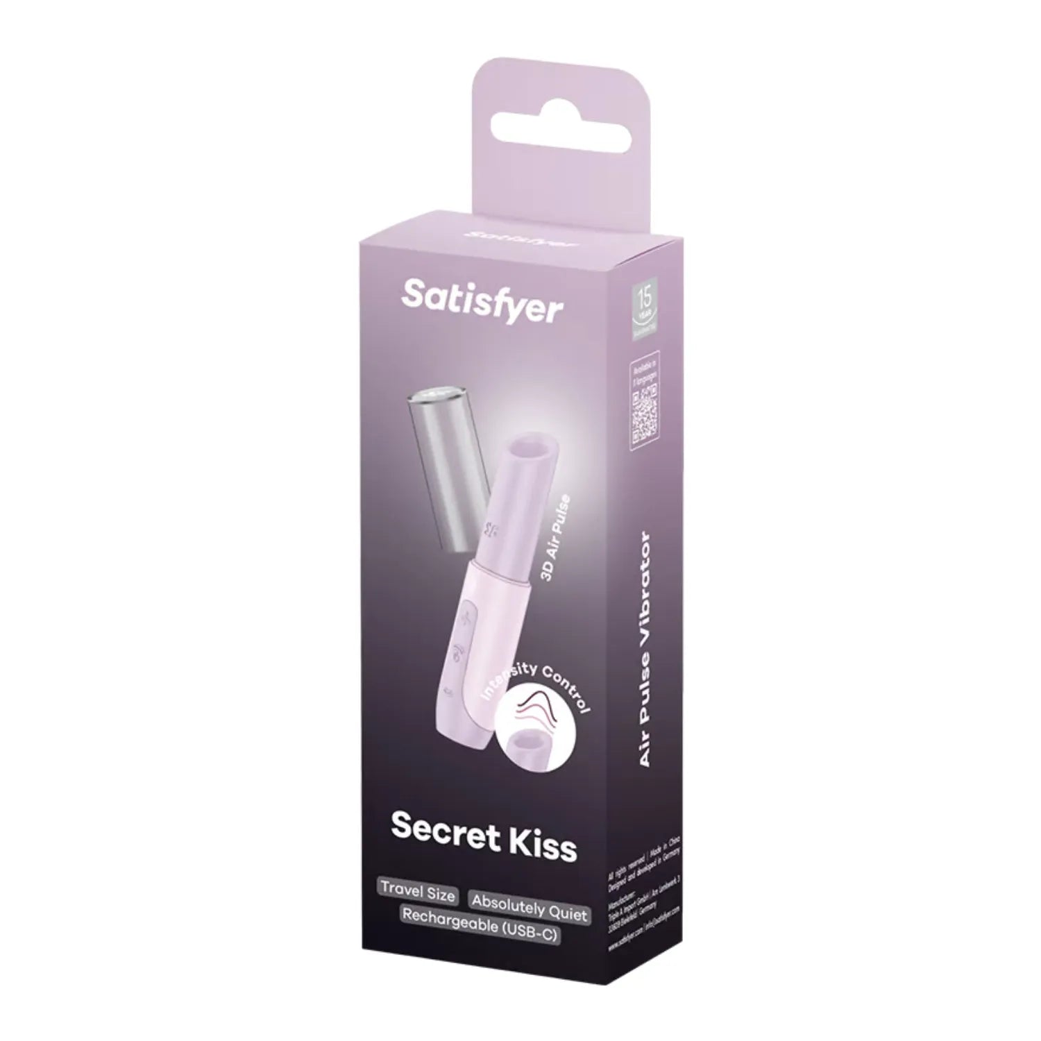 Stimulateur clitoridien Secret Kiss discret, compact, silencieux, intensité réglable, étanche, rechargeable USB-C, silicone doux pour la peau, design rouge à lèvres