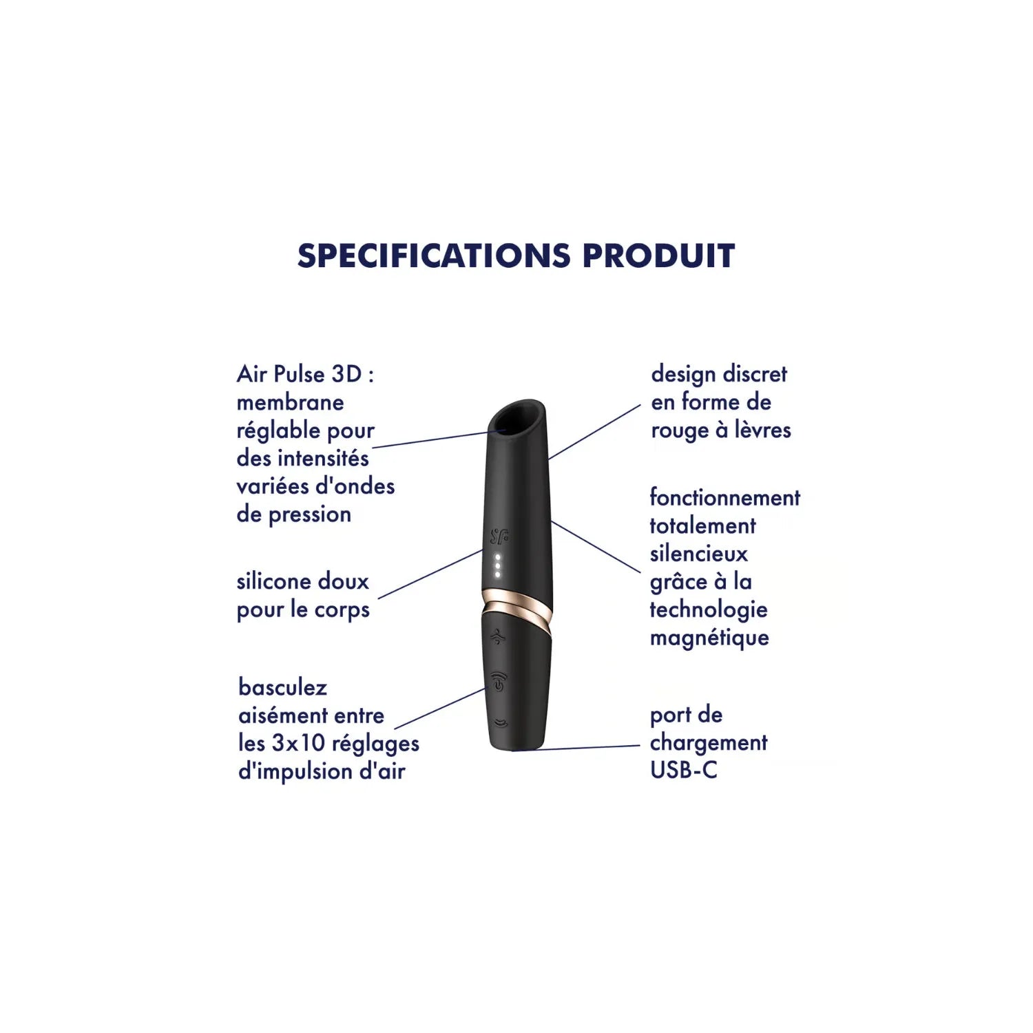 Stimulateur Clitoridien Silencieux Perfect Kiss – Design Raffiné, Contrôle Intuitif, Silicone Doux, Étanche, Rechargeable USB-C, 30 Niveaux d'Intensité – Allié Discret Pour Vibrer Vos Sens