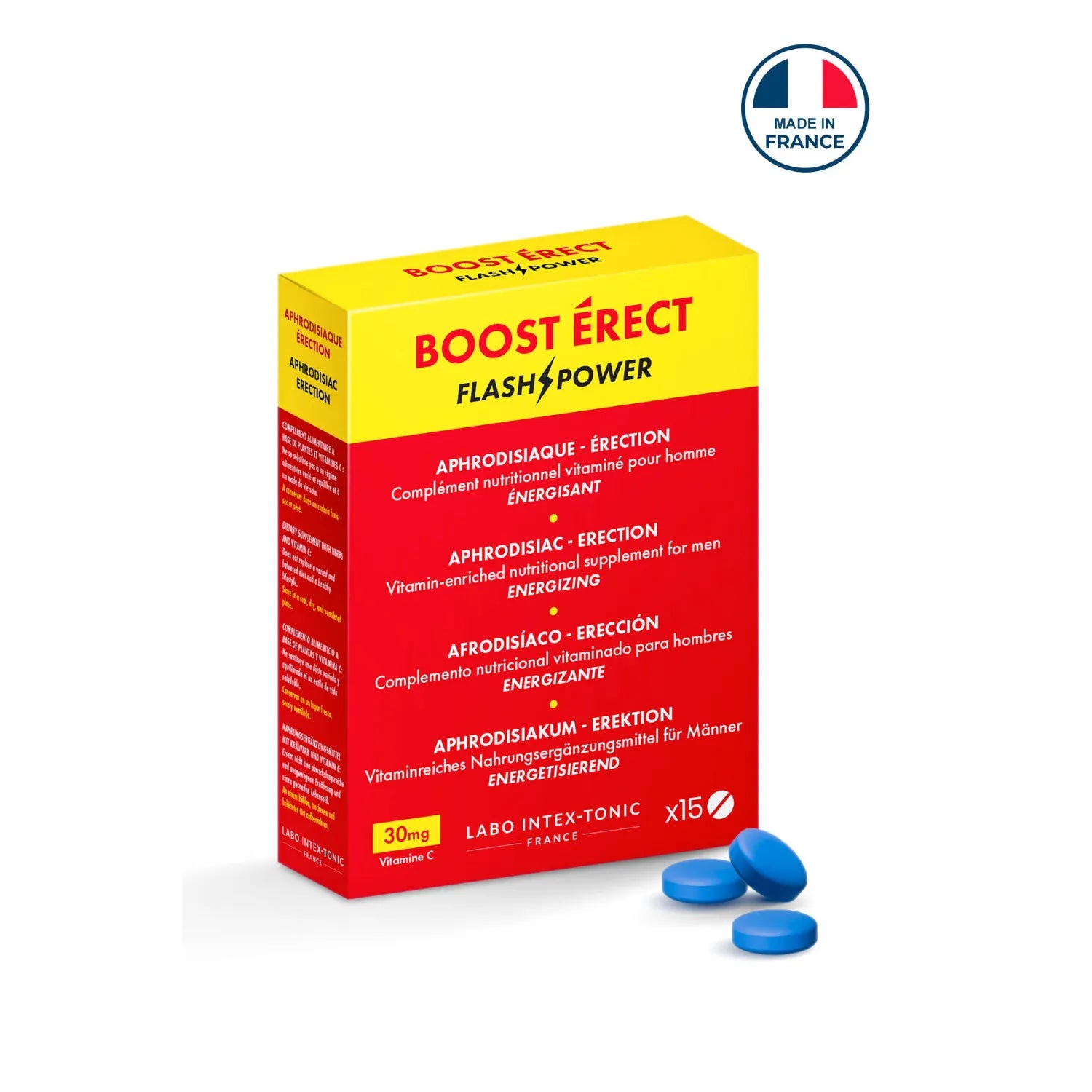 Complément Aphrodisiaque Homme Boost Erect à Base de Maca, Ginseng et Maté - Stimulant Naturel Érection et Désir Sexuel - Fabriqué en France - 15 Comprimés