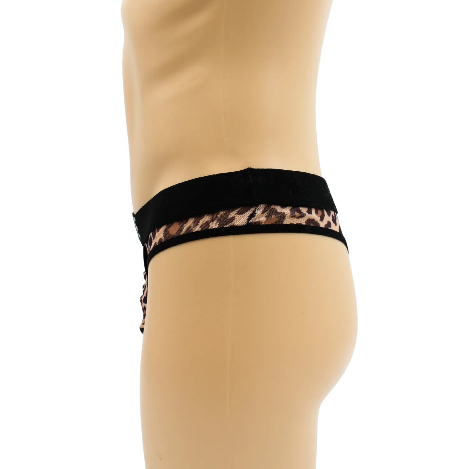 String Résille Léopard Transparent LOOKME, Confortable et Séduisant, Taille Haute avec Ceinture Noire Élastique, Design Urbain et Sauvage, Idéal pour Moment Intime et Quotidien